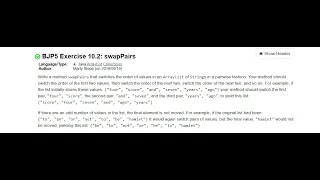 Exercise 10 2 swapPairs Java Tutorial Practice-It