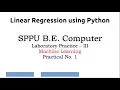 LP-III SPPU-BE-COMP Machine Learning - Assignment No 1 Linear Regression