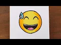 The Easy way to draw Grinning Face with Sweat Emoji Step by step Baraf Arts Academy
