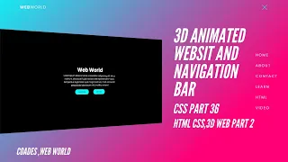 How To Create a 3D Navigation Bar With HTML CSS JavaScript 3D web part 2 part 36