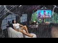 Download Lagu Kamperen met onweer en zware regen ⛈️ Enorme opblaasbare tent met 2 kamers . Regen ASMR .