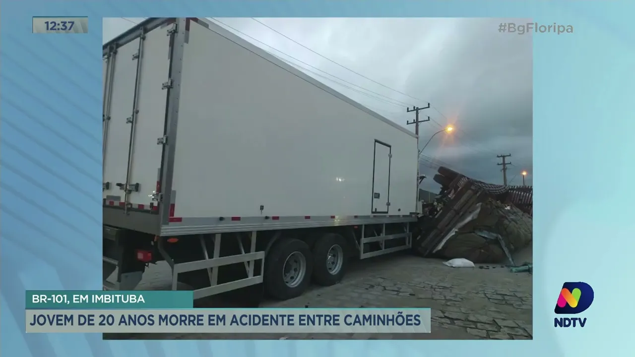 Jovem de 20 anos morre em acidente entre caminhões em Imbituba