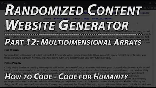 Pt 12 Multidimensional Arrays Web Development How to Code Random Content Generator