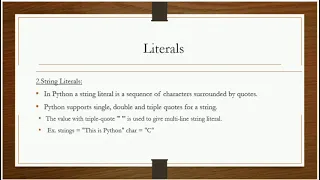 Literals in