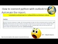 How to connect python with outlook to Automate the report