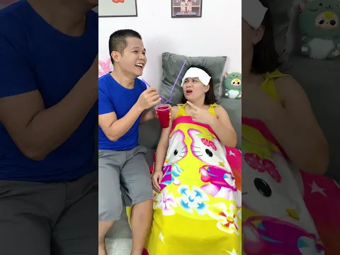 When my wife was sick and refused to take medicine 🍷😜 #funny #couple