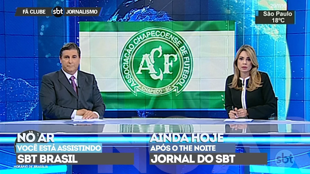 Cobertura acidente com avião da Chapecoense (29/11/16) SBT Brasil