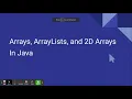 Arrays ArrayLists and 2D Arrays Lesson