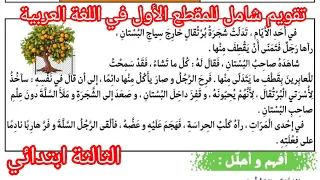 تقويم شامل لكل دروس المقطع الأول في اللغة العربية السنة الثالثة ابتدائي 