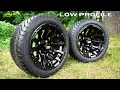 12 Maverick Gloss Black Golf Cart Wheels and - 12 Low Profile Tires Combo