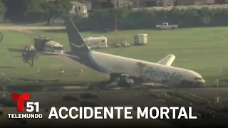 Accidente mortal: avión de carga de Amazon chocó contra varios vehículos