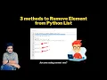 3 Ways How to remove from Python list Difference Between remove del and pop