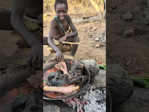 Cooking time! 🔥🌿 Traditional Hadzabe cooking in the wilderness simple and full of culture. 😋
