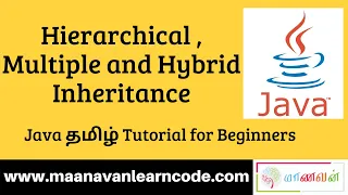 Hierarchical Multiple and Hybrid Inheritance Examples Java Tamil Tutorial for Beginners
