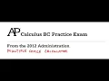 AP Calculus BC 2012 Public Practice Exam Multiple Choice Calculator
