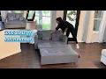 Krcix 3 in 1 Pull Out Couch 56 Inch Velvet Sofa Bed Convertible Loveseat Sleeper Sofa for Living R