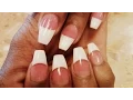 STEP BY STEP SOLAR NAILS PINK WHITE COFFIN SHAPE