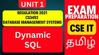 Dynamic SQL in DBMS CS3492 Database Management Systems Anna University R2021