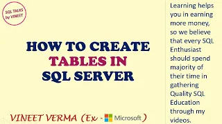 How to create Tables SQL Server Database Design SQL Talks by VINEET