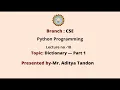 Python Programming Dictionaries Part-1 AKTU Digital Education