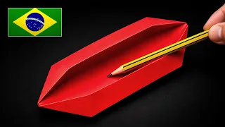 Origami Estojo para Lápis Simples e Funcional (Sem Cola)