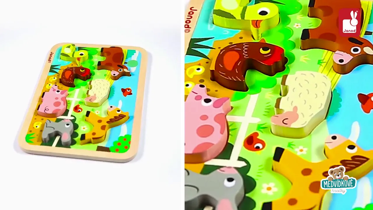 Puzzle pro nejmenší - Dřevěné puzzle pro nejmenší Farma Chunky Janod - 4