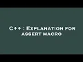 C Explanation for assert macro
