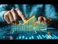 Hands interacting with digital touch screen charts animation ai generated