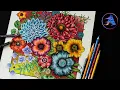 Speed Coloring Autumn WORLD OF FLOWERS Adult Coloring Book Johanna Basford Prismacolor pencils
