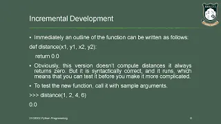 python Unit II Incremental Development