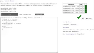 sleepIn Intro to CodingBat