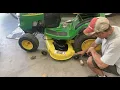 How to adjust level setup a 48inch mower deck on a John Deere Lawn Tractor mower L120 100 Series