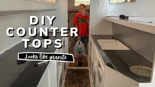 DIY COUNTERTOP that looks like GRANITE! | YACHT REBUILD WEEK 55