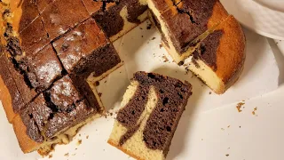 كيك الخلاط اللذيذ فانيليا مع شيكولاته و اسباب نجاح الكيك و عدم هبوطه 