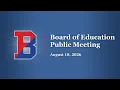 BCSD Board of Education Meeting August 18 2026