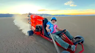 Blasting across the desert on the Jet Super Beast!