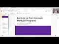Lecture 13 Functions and Modular Programs