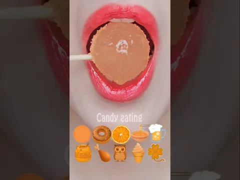ASMR ORANGE EMOJI FOOD kohakuto sprinkle honey jelly mukbang eating sounds