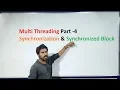 Multi Threading Part-4 Synchronization Synchronized Block