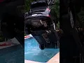 Car crashes into a swimming pool after the brakes fail