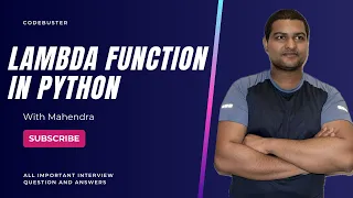 Lambda function in python Anonymous Function Hindi Lambda tutorial