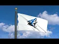 Flag of Cal State San Bernardino Coyotes waving in the wind moving clouds