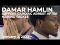 Bills S Damar Hamlin suffers cardiac arrest after making tackle receives CPR AED game postponed
