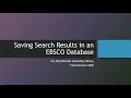 Saving Search Results in an EBSCO Database