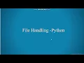 File Handling in Python Introduction to python Programming VTU Lec-1 Mod-3