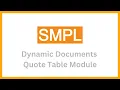 Dynamic Documents Quote Table Module