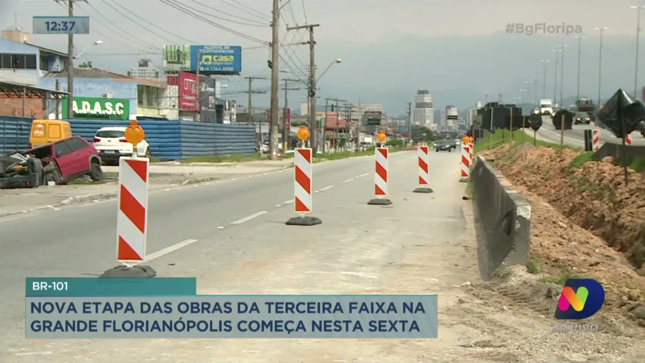 BR-101: nova etapa das obras da terceira faixa na Grande Florianópolis começa nesta sexta