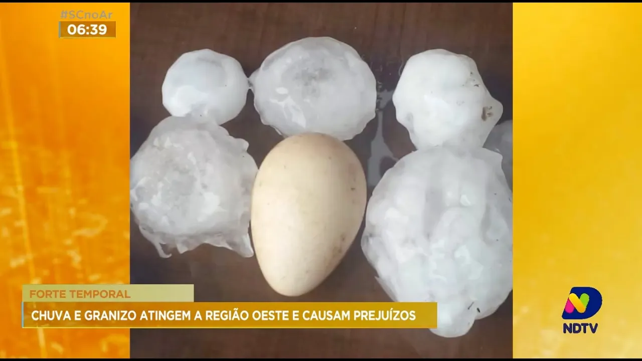 Forte temporal: chuva e granizo atingem a Região Oeste e causam prejuízos