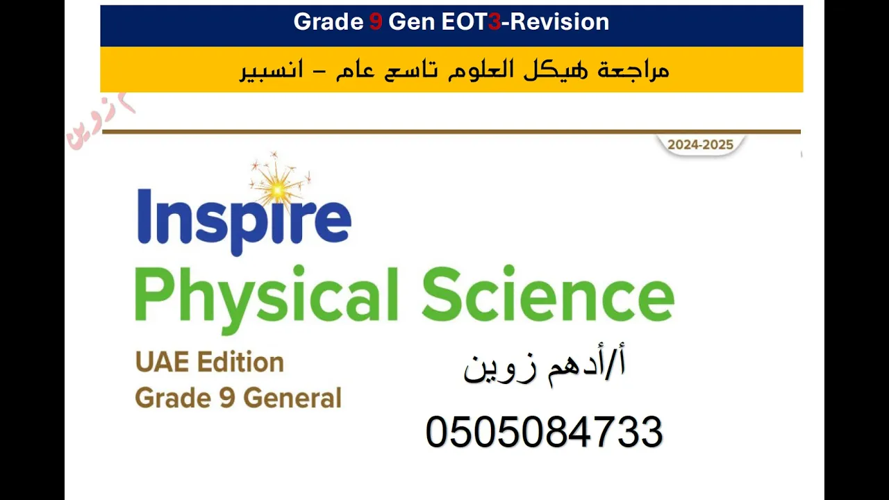مراجعه الهيكل تاسع عام انسبير الفصل الثالث INSPIRE Science G9 -EOT3