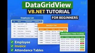 DataGridView VB NET Tutorial for Beginners - Employee Invoice Attendance Tables